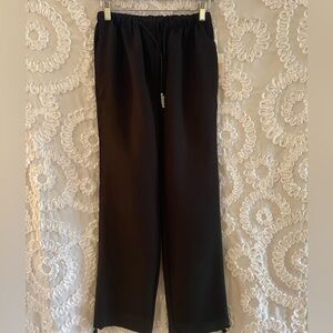 Decks black tape, mid rise, parachute, pants, black elastic waist pockets